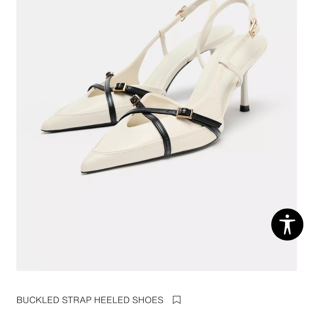 Zara Black and Cream Buckled Mules